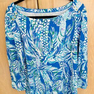 Lilly Pulitzer Sophie Canopy Chaos Print Jersey Tunic Shirt Dress, Size XL